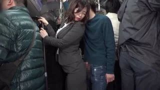 Dominating lady giving blowjob on the bus and fucking near cuckold