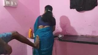 Chubby marathi stepmother in the kitchen on a hidden cam